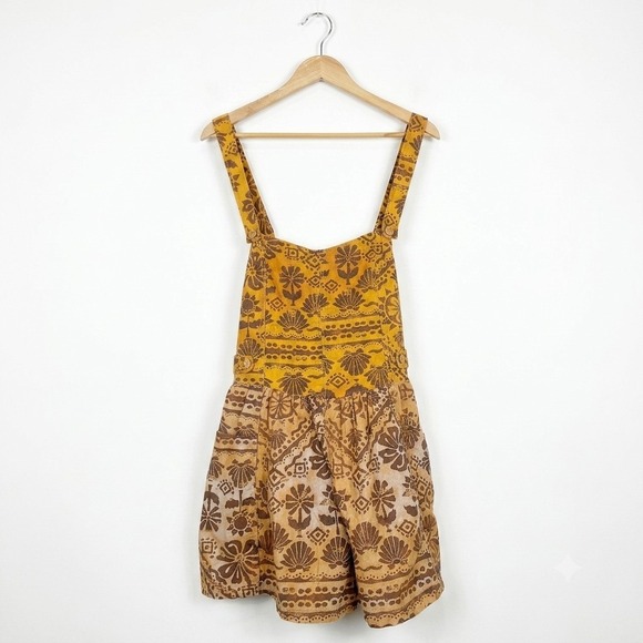 Free People Pants - FREE PEOPLE Floral Print Romper L Shortalls Jumper Playsuit Goblincore Hippie